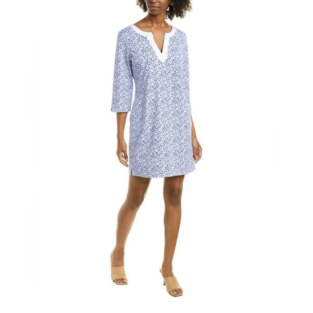 Tommy Bahama Aubrey Tile Isle IslandZone Shift Dress Blue and White Size Medium